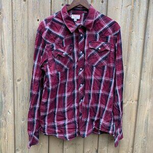 True Religion Long Sleeve Western Shirt XXL Red